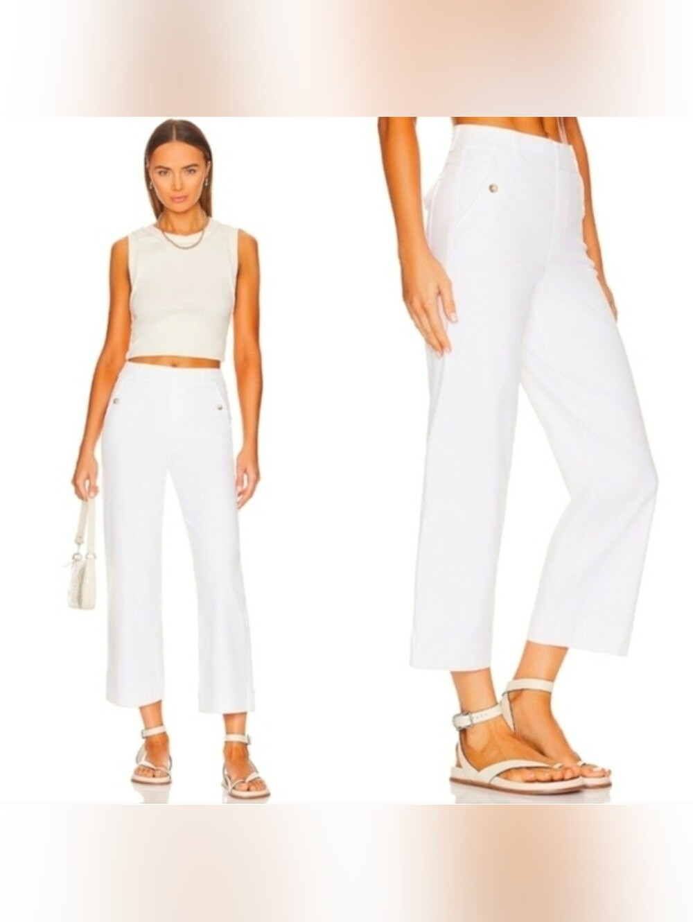 Spanx Twill Wide Leg Pants White